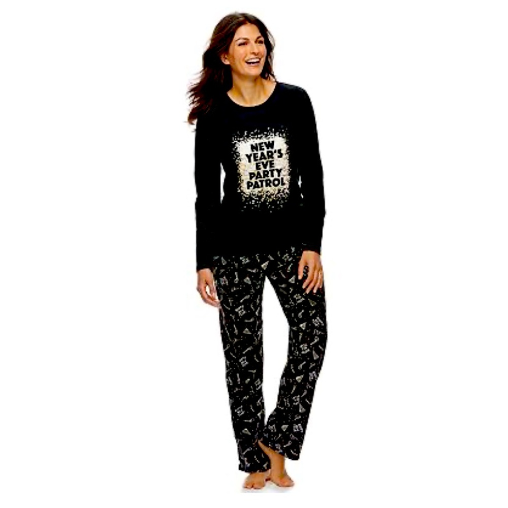 New Year’s Eve Party Patrol Women’s Fleece Pajama Set - Medium- Kohls